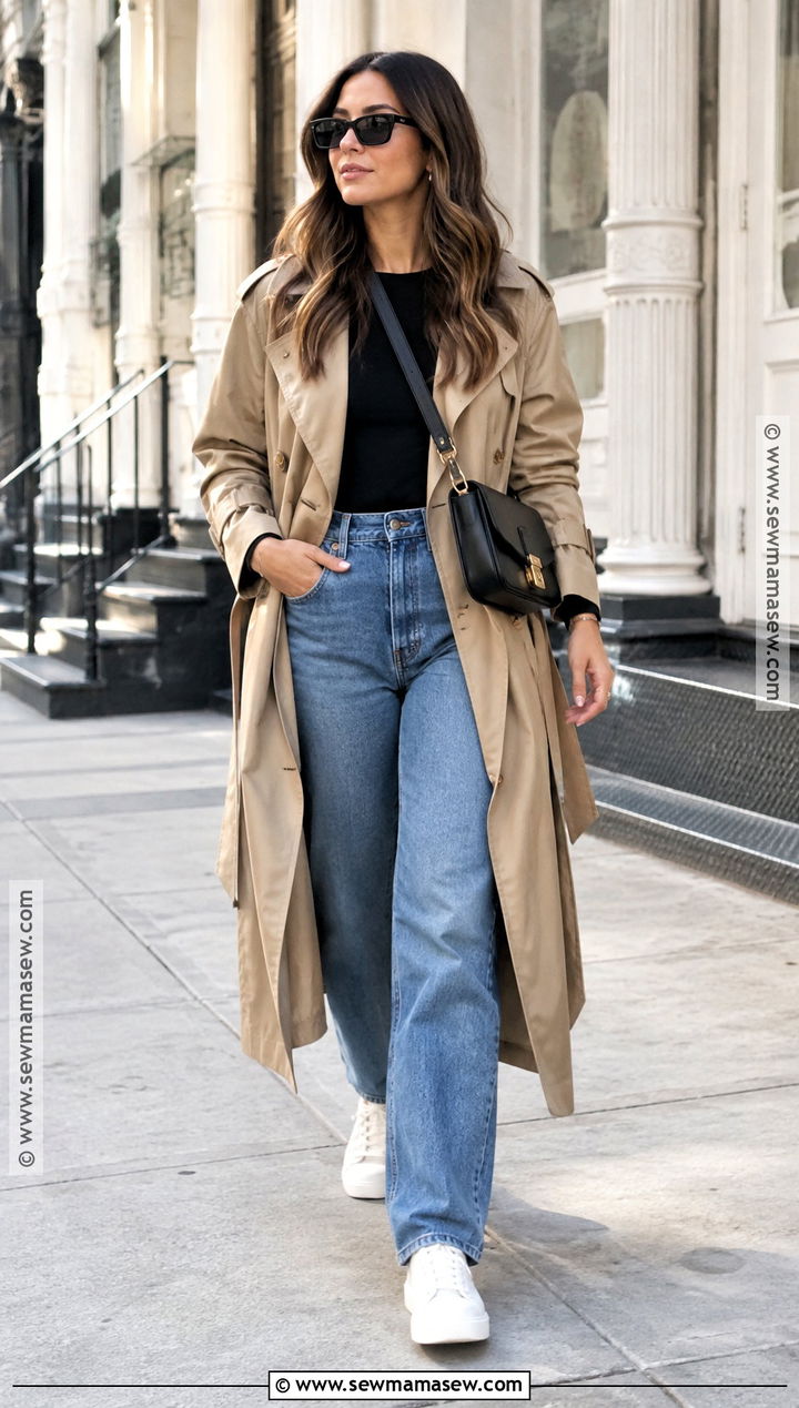 NYC Fall Outfit With Trench Coat And Sneakers - 25 nyc fall outfits street style