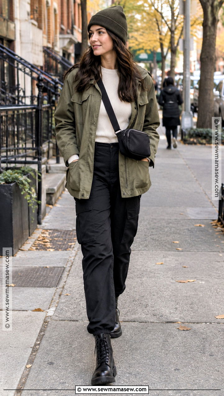 NYC Fall Outfit With Utility Jacket And Cargo Pants - 25 nyc fall outfits