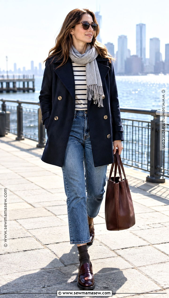 NYC Fall Peacoat And Cropped Jeans Outfit - 25 nyc fall fashion ideas