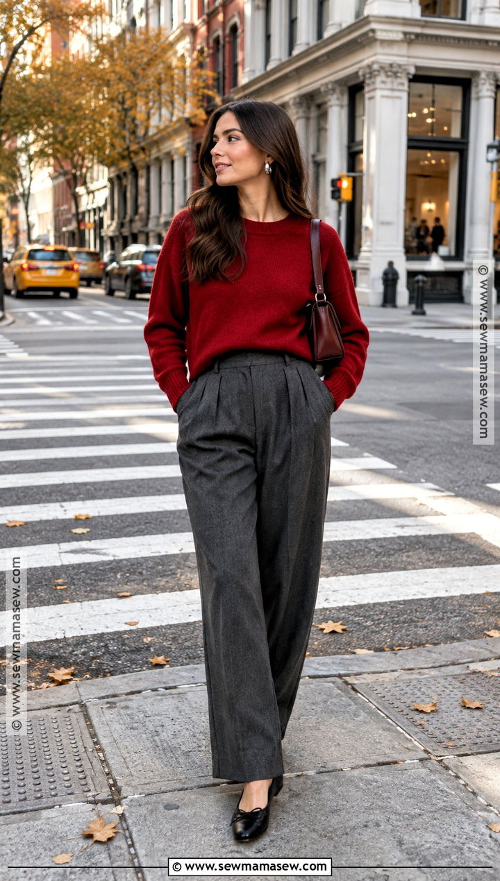 NYC Fall Red Sweater Outfit - 15 Fall 2026 Nyc Fashion Trends