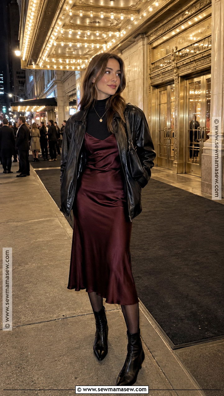 NYC Fall Slip Dress And Leather Jacket Outfit - 15 ny trip outfits fall
