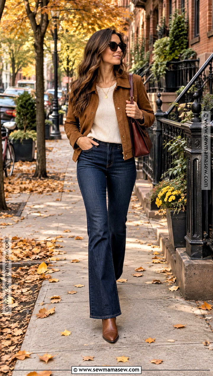 NYC Fall Suede Jacket And Jeans Outfit - 25 fall outfits nyc