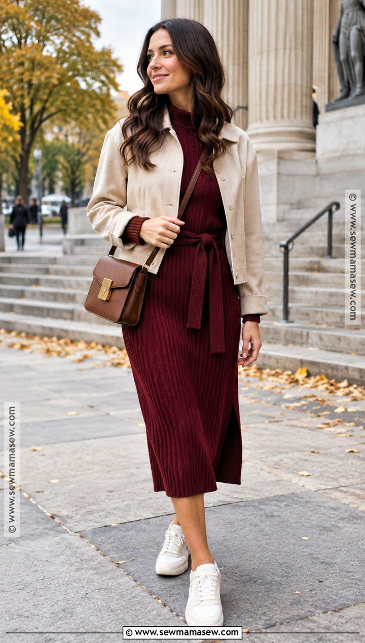 NYC Fall Sweater Dress And Sneakers Outfit - 15 comfy nyc fall outfits