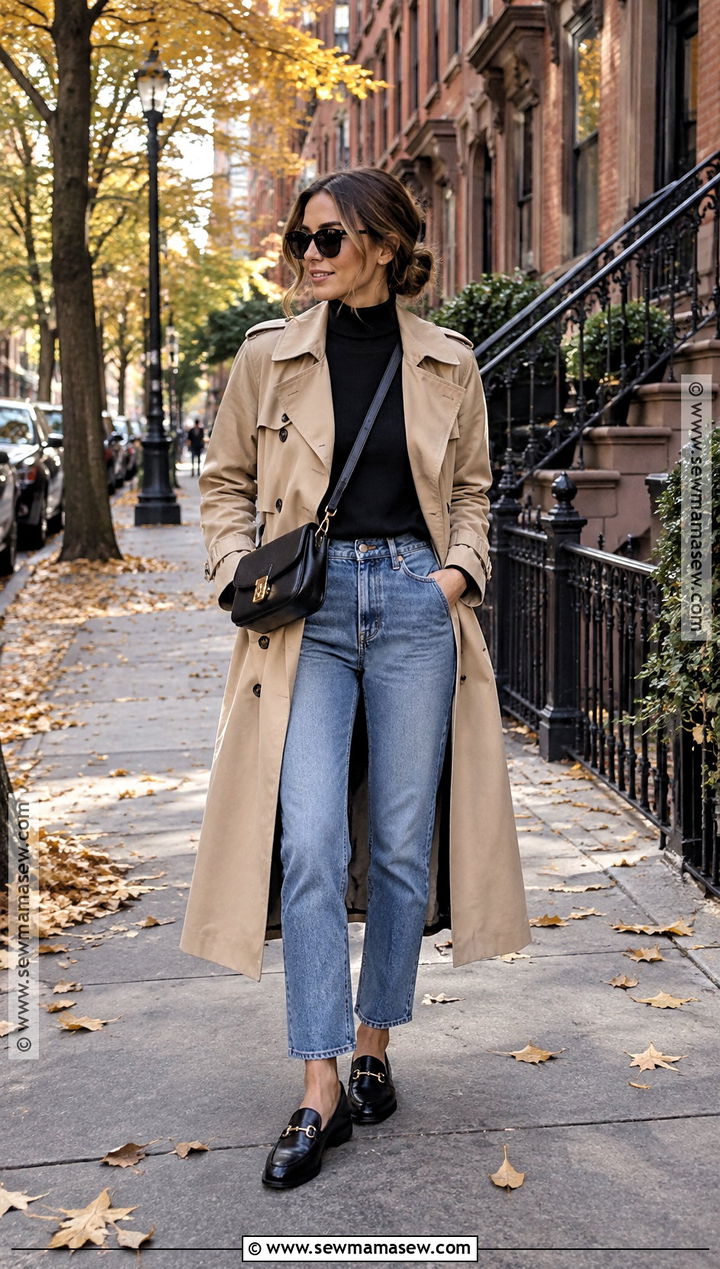 NYC Fall Trench Coat And Jeans Outfit - 15 nyc in the fall outfits