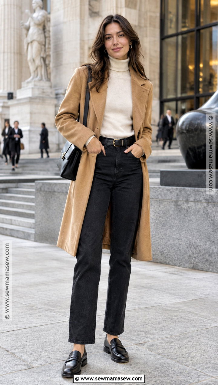 NYC Fall Turtleneck And Black Jeans Outfit - 15 comfy nyc fall outfits