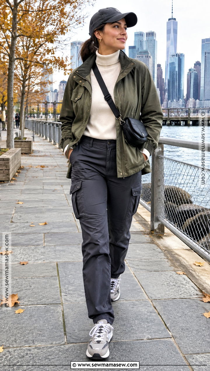 NYC Fall Utility Jacket And Cargo Pants Outfit - 15 ny trip outfits fall
