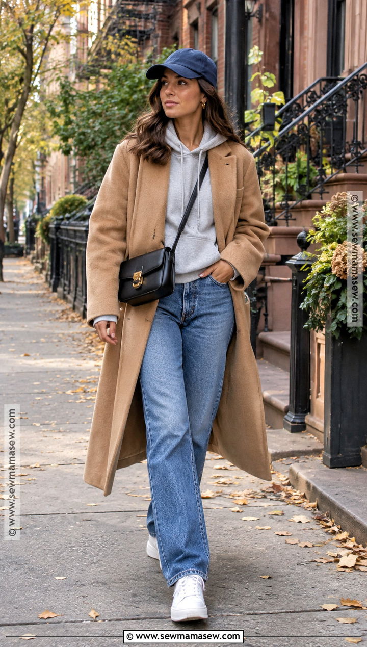 NYC Fall Wool Coat And Hoodie Outfit - 20 fall in nyc outfits