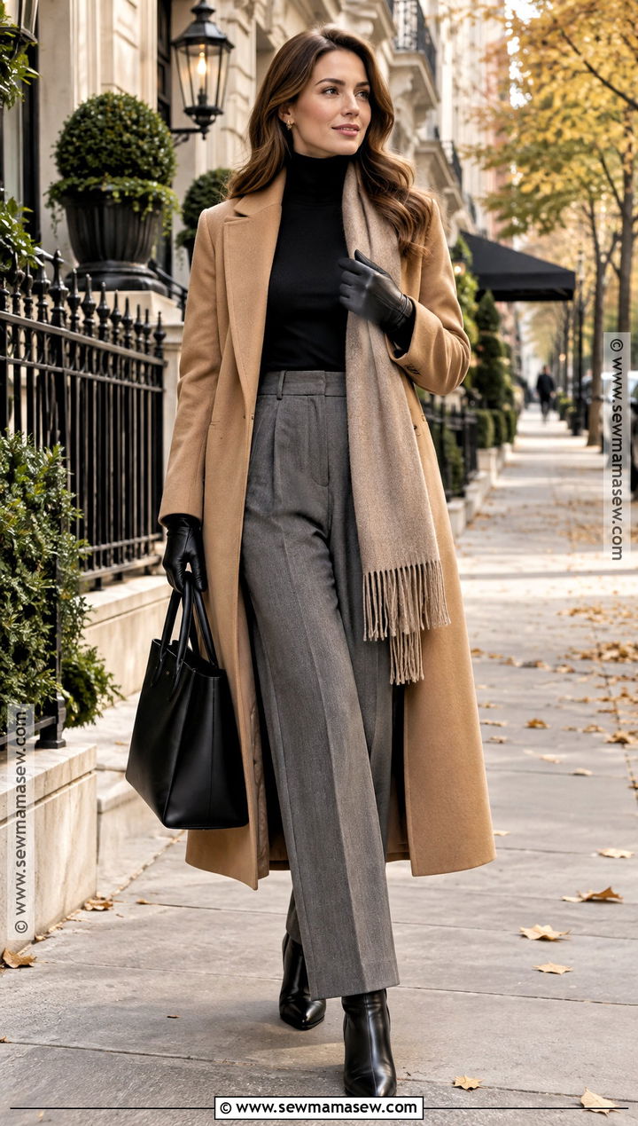 NYC Fall Wool Coat And Trousers Outfit - 15 ny trip outfits fall