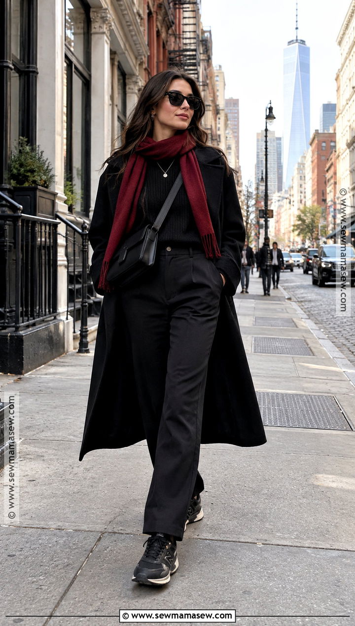 NYC Monochrome Black Outfit With Sneakers - 15 Nyc Tourist Outfit Fall Ideas