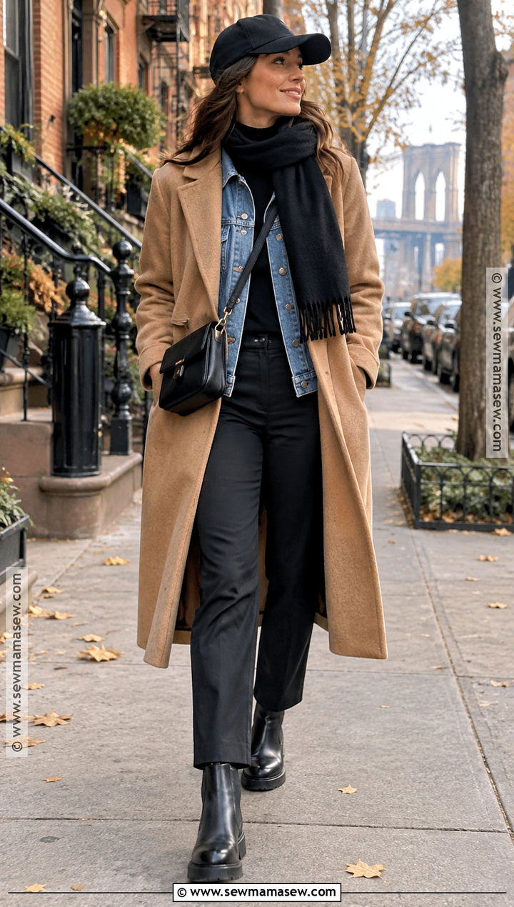 NYC November Denim Jacket Layered Outfit - 25 nyc november outfit ideas