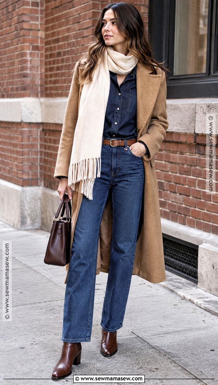 NYC November Double Denim Outfit - 25 nyc november outfit ideas