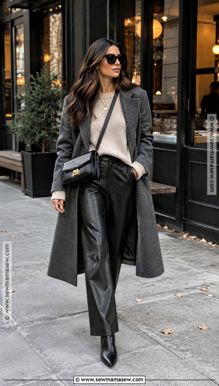 NYC November Faux Leather Pants Outfit - 25 nyc november outfit ideas
