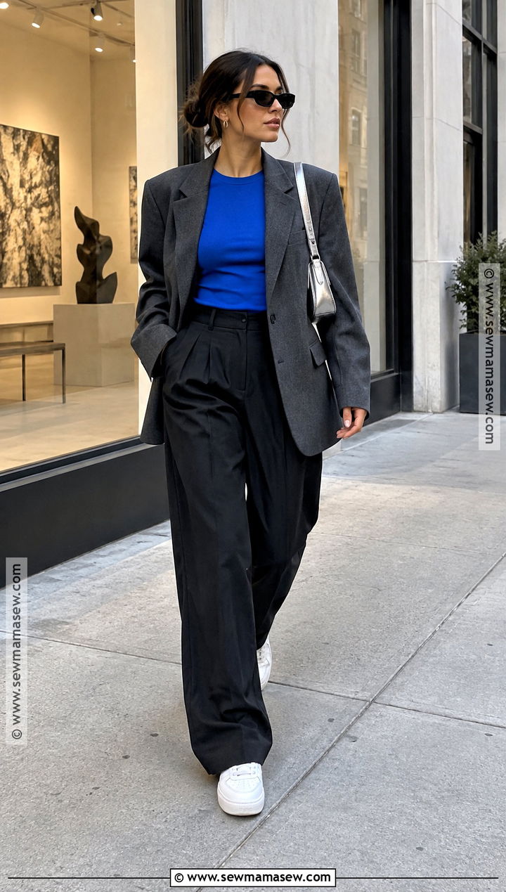 NYC October Blue Top Outfit - 25 nyc october outfits