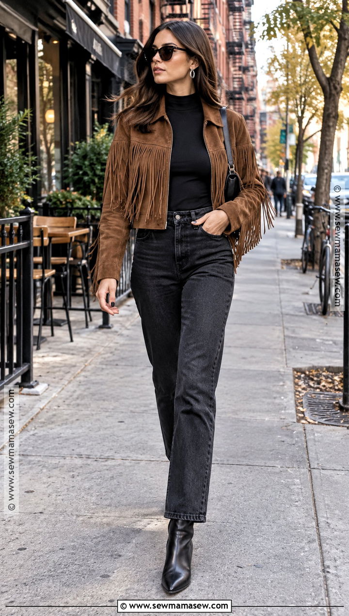 NYC October Fringe Jacket Outfit - 25 nyc october outfits