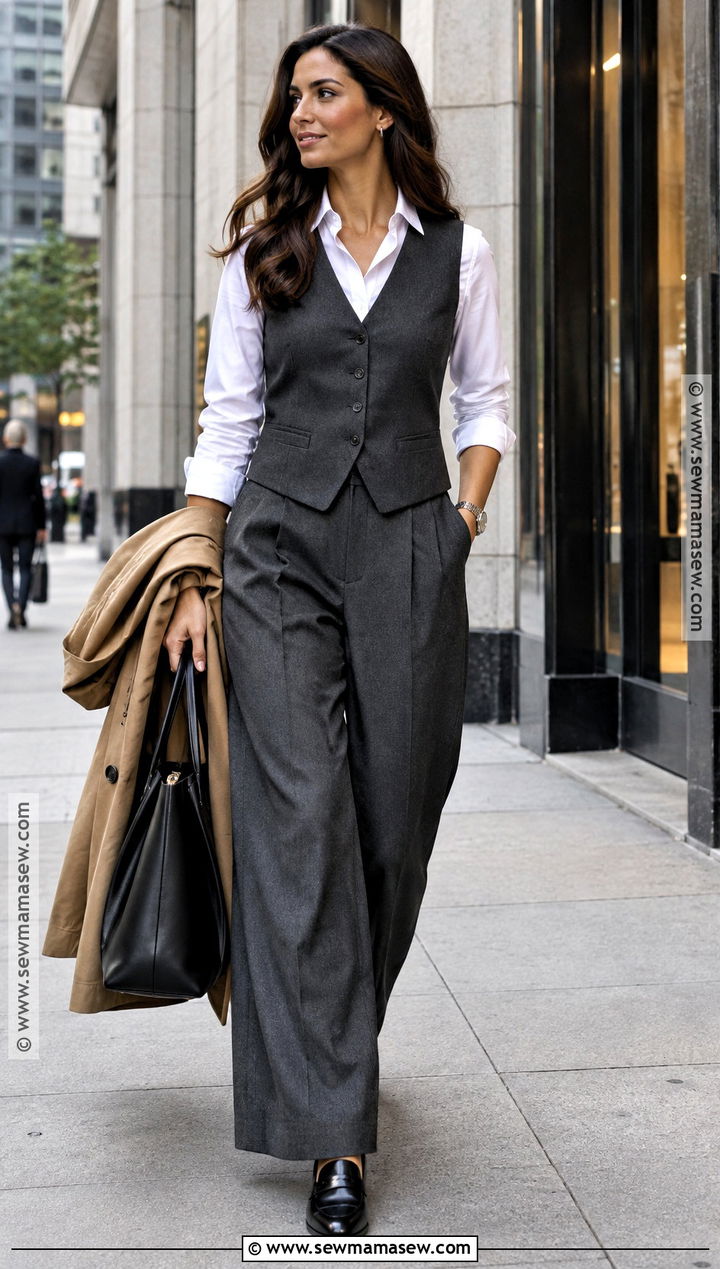 NYC October Vest And Trousers Outfit - 25 nyc october outfits