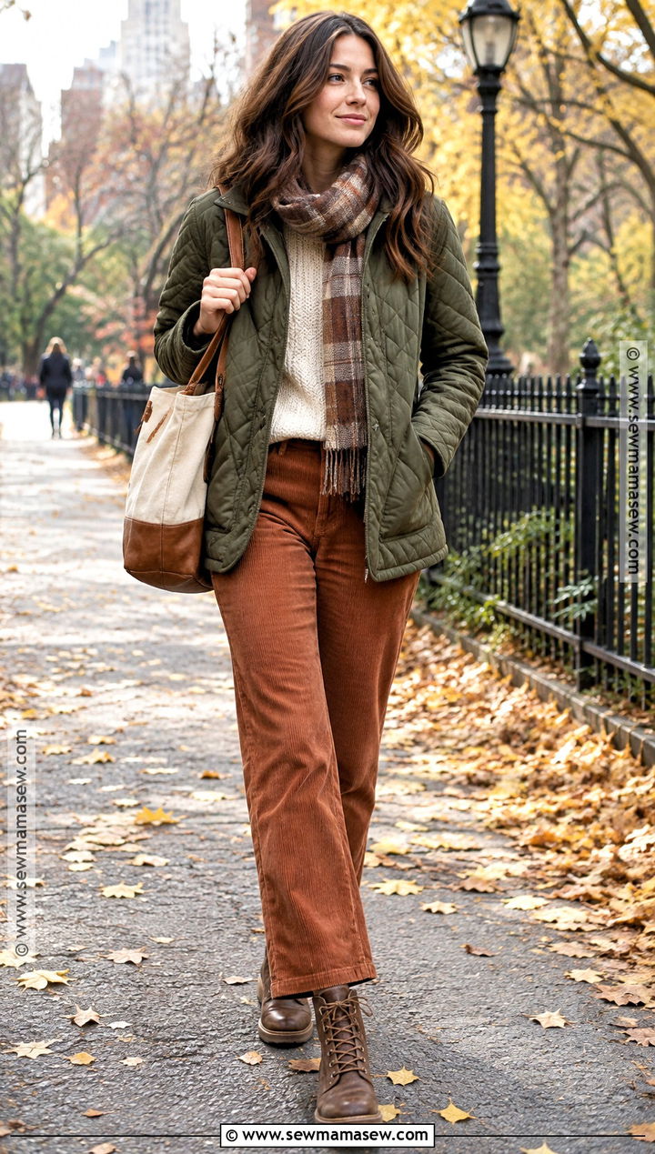 NYC Quilted Jacket And Corduroy Pants Outfit - 20 Fall Fashion Nyc Ideas