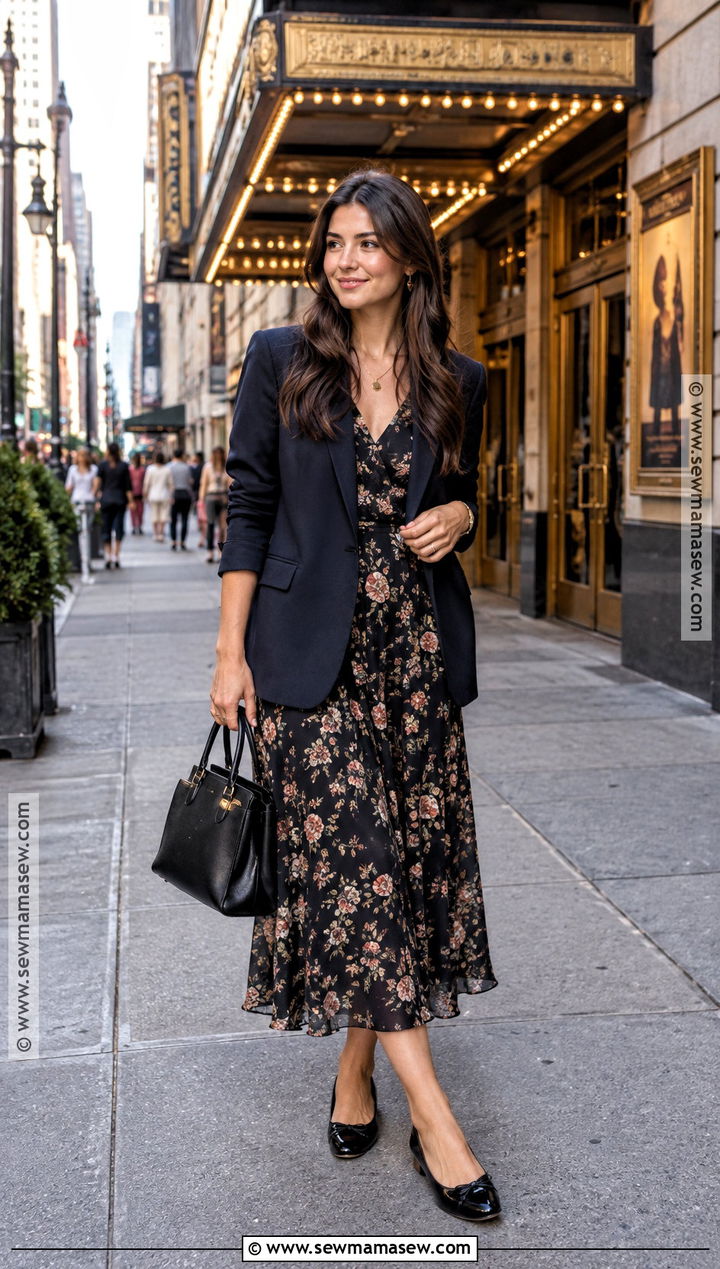 NYC September Floral Dress And Blazer Outfit - 25 nyc september outfit ideas