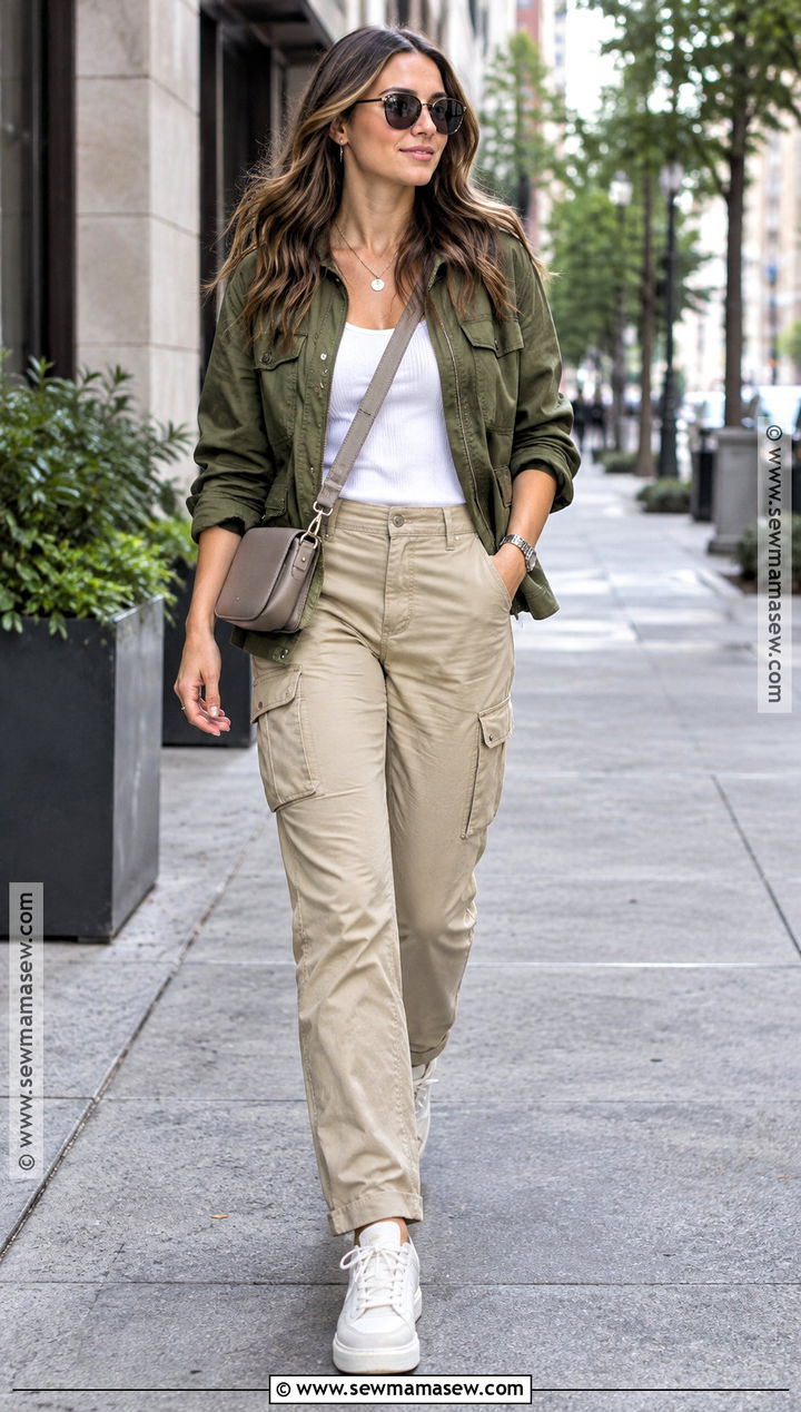 NYC September Utility Jacket And Cargo Pants Outfit - 25 nyc september outfit ideas
