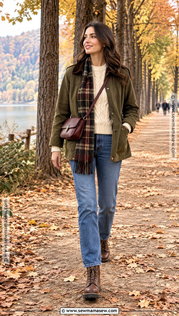 Nami Island Barn Jacket And Cable Knit Outfit - 20 Nami Island Autumn Outfit Ideas