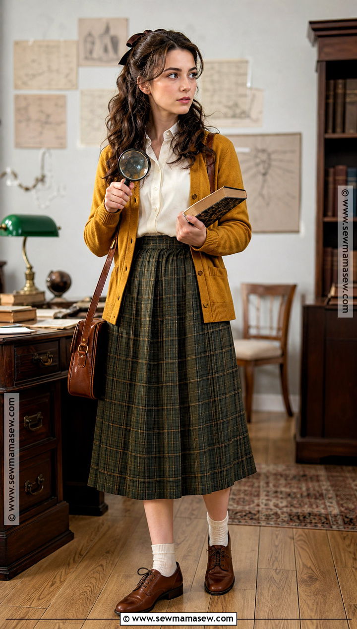 Nancy Drew Costume With Plaid Skirt - 30 halloween costumes for brown hair