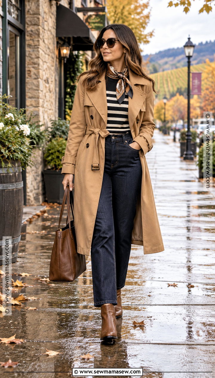 Napa Fall Trench Coat And Dark Denim Outfit - 15 Napa In The Fall Outfits