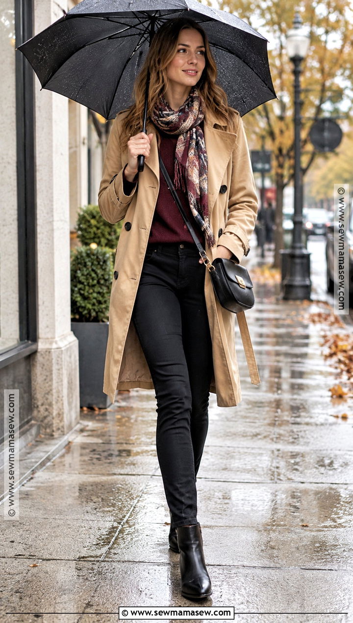 Napa Fall Trench Coat And Waterproof Boots Outfit - 20 Napa Outfit Fall Ideas