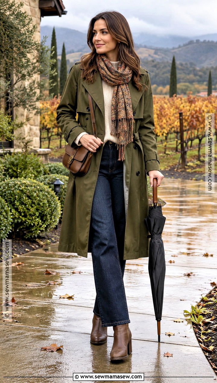 Napa Valley Fall Raincoat And Ankle Boots Outfit - 25 napa valley outfit fall ideas