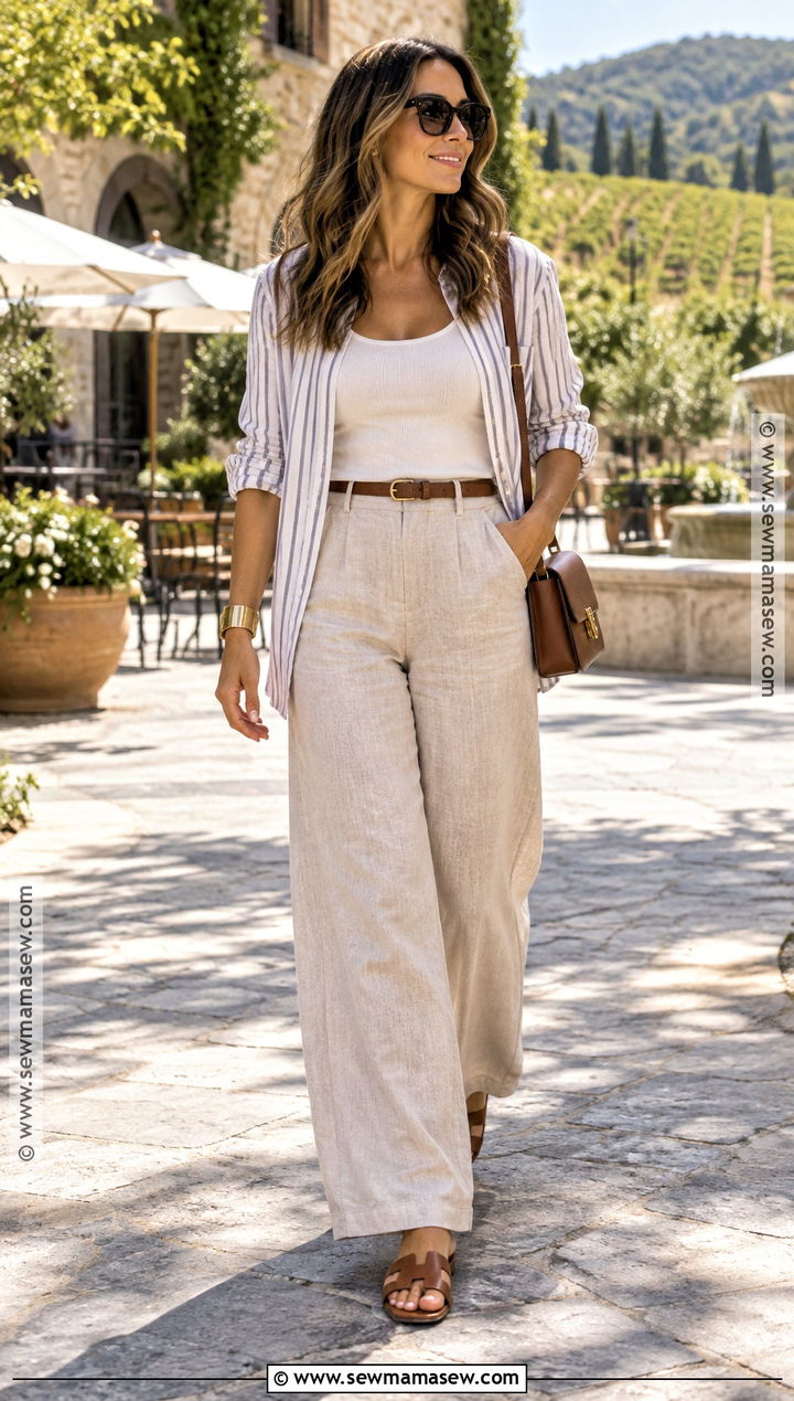Napa Valley Wide Leg Pants And Tank Outfit - 20 Napa Valley Outfit September Ideas