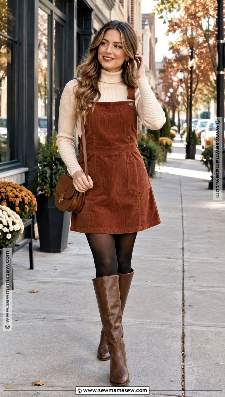 Nashville Corduroy Dress With Turtleneck And Boots - 25 nashville fall outfits