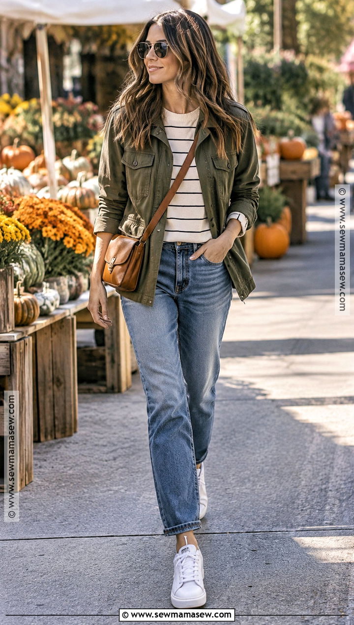 Nashville Utility Jacket And Sneakers Outfit - 20 Outfits For Nashville Trip Fall