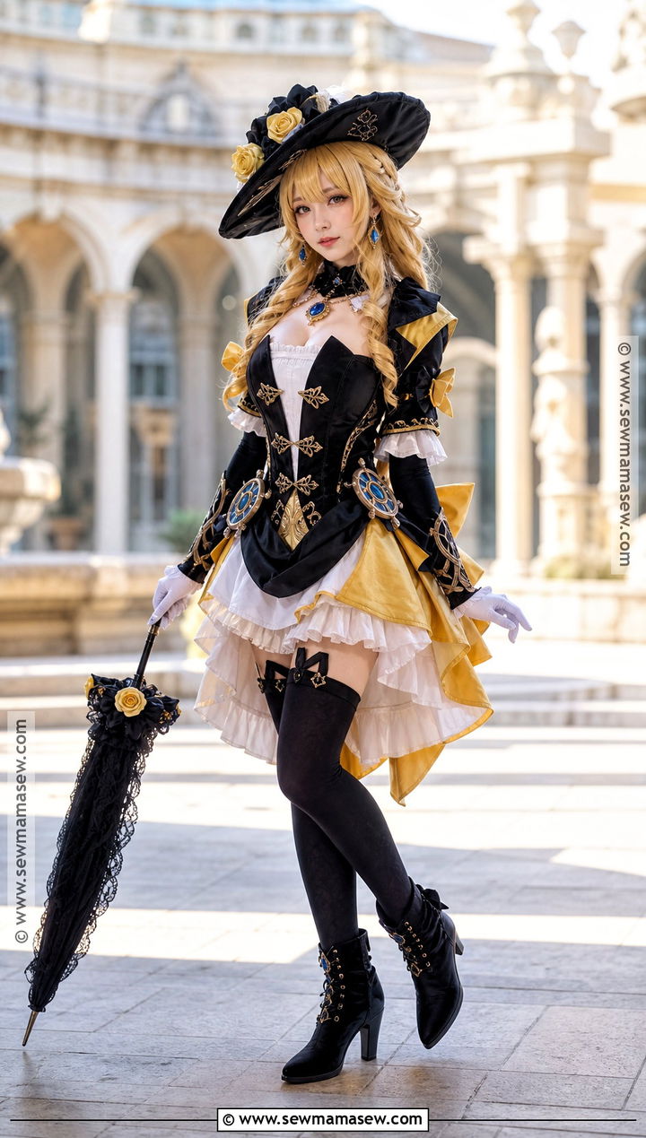 Navia Cosplay With Yellow Formal Dress - 30 genshin cosplays