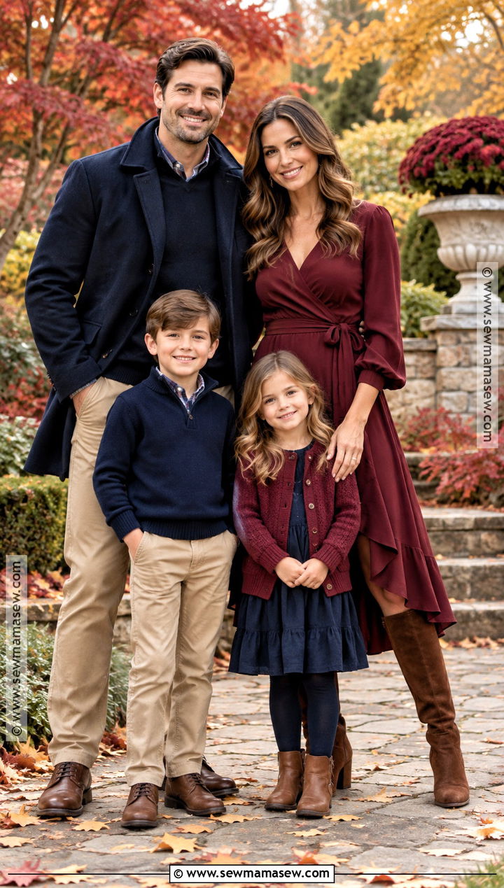 Navy And Burgundy Fall Family Outfits - 15 fall family matching outfits