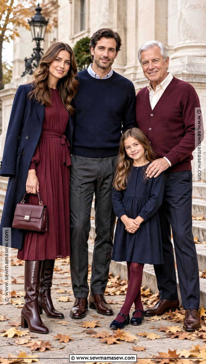 Navy And Burgundy Fall Family Photo Outfits - 15 family photo outfit inspo fall ideas