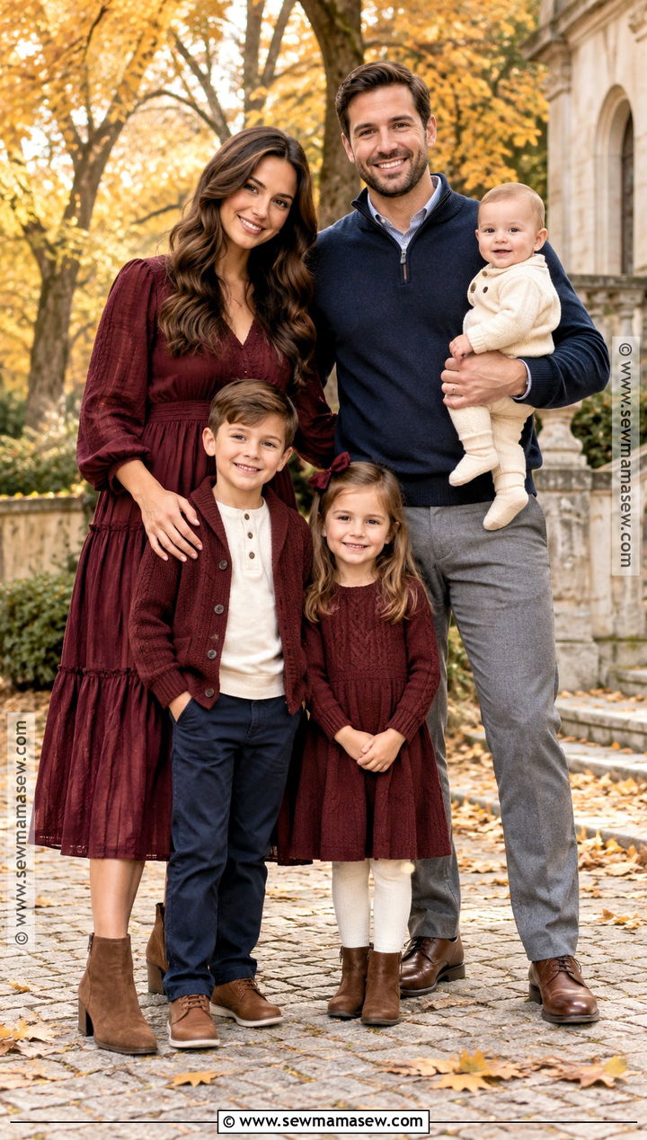 Navy And Burgundy Fall Family Photo Outfits - 20 outdoor family photo outfits fall