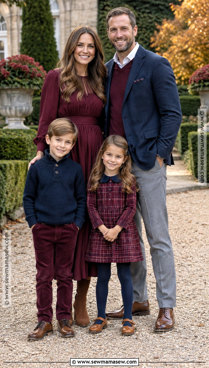 Navy And Burgundy Family Photoshoot Outfit - 25 Fall Photoshoot Outfits for Family