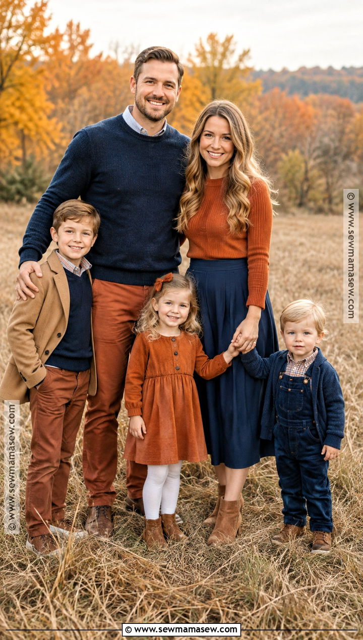 Navy And Burnt Orange Family Picture Outfits - 20 fall family pictures outfits navy