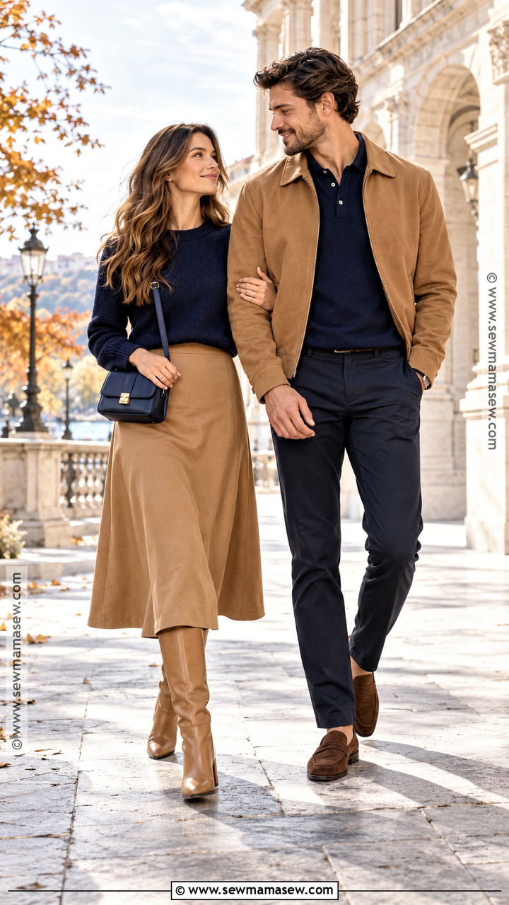 Navy And Camel Autumn Couple Outfit - 20 autumn couple outfit ideas