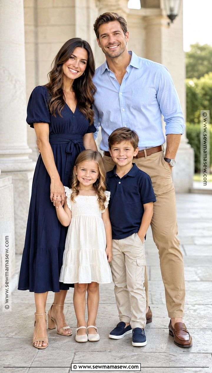 Navy And Camel Early Fall Family Photo Outfits - 20 early fall family photo outfits