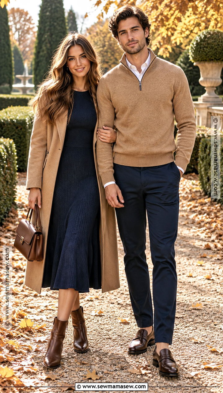 Navy And Camel Fall Couples Photoshoot Outfit - 25 fall couples photoshoot outfits