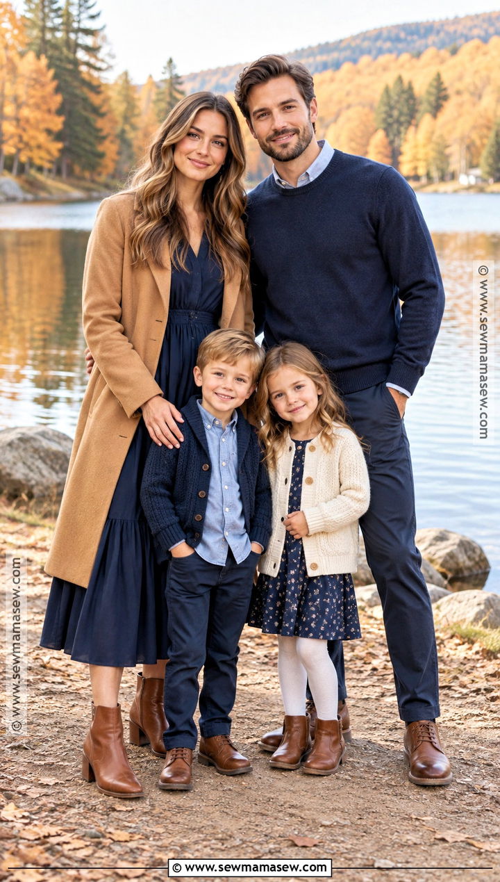 Navy And Camel Fall Family Photoshoot Outfit - 15 outdoor fall family photoshoot outfits