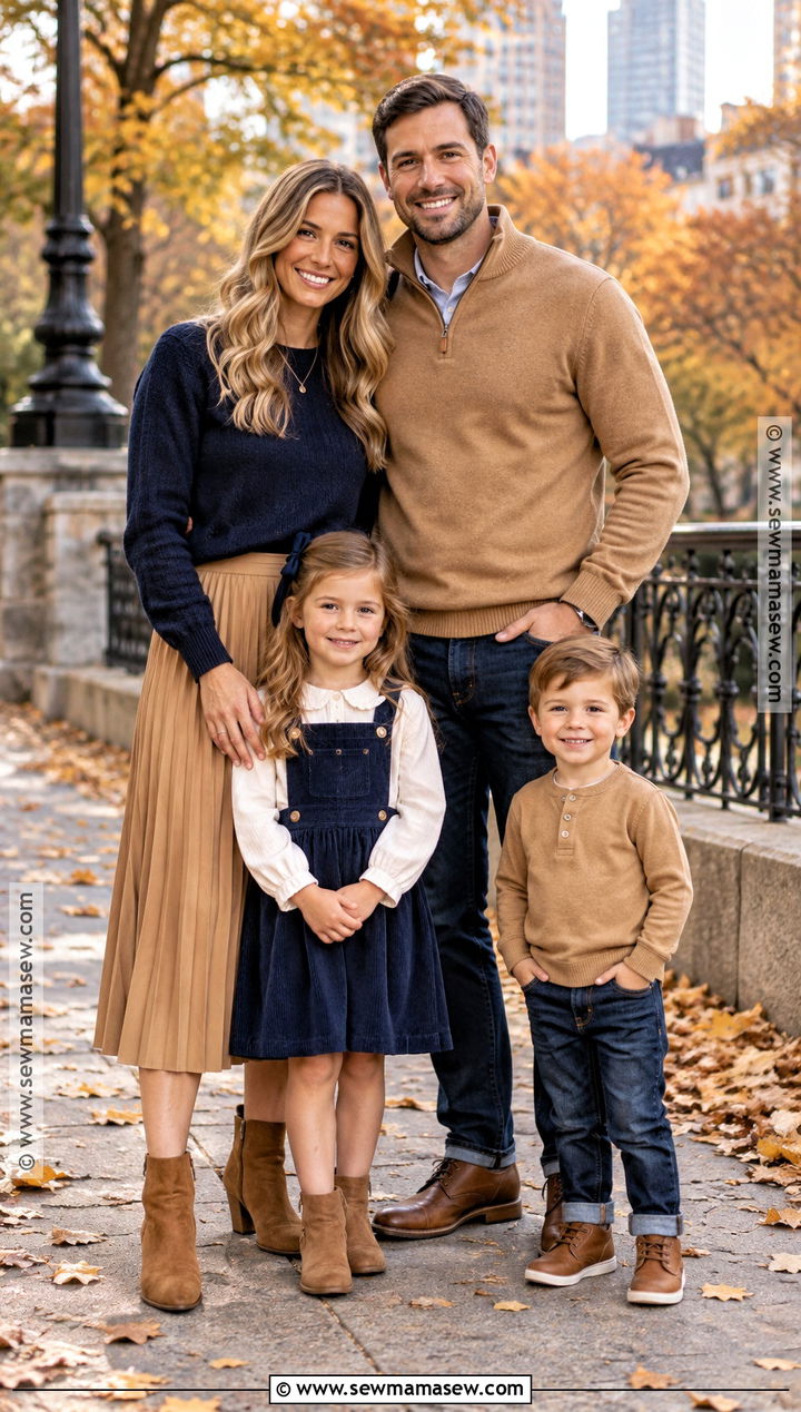 Navy And Camel Fall Family Picture Outfit - 25 casual fall family picture outfits