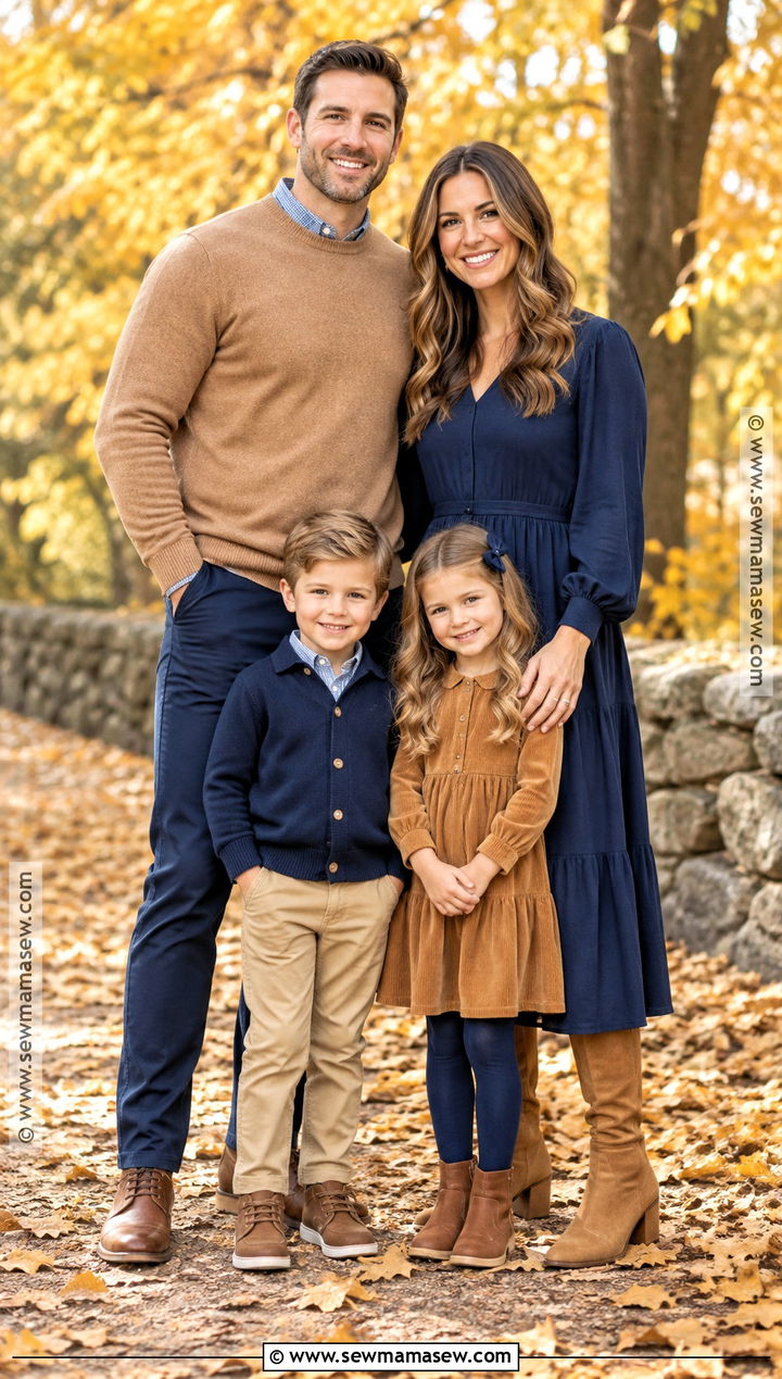 Navy And Camel Fall Family Picture Outfits - 20 Neutral Family Picture Outfits Fall