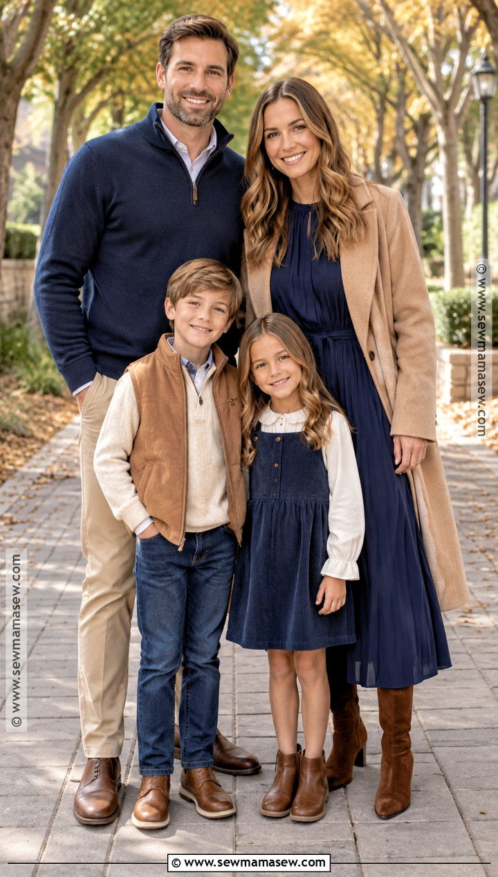 Navy And Camel Family Fall Photoshoot Outfit - 25 family fall photoshoot outfits