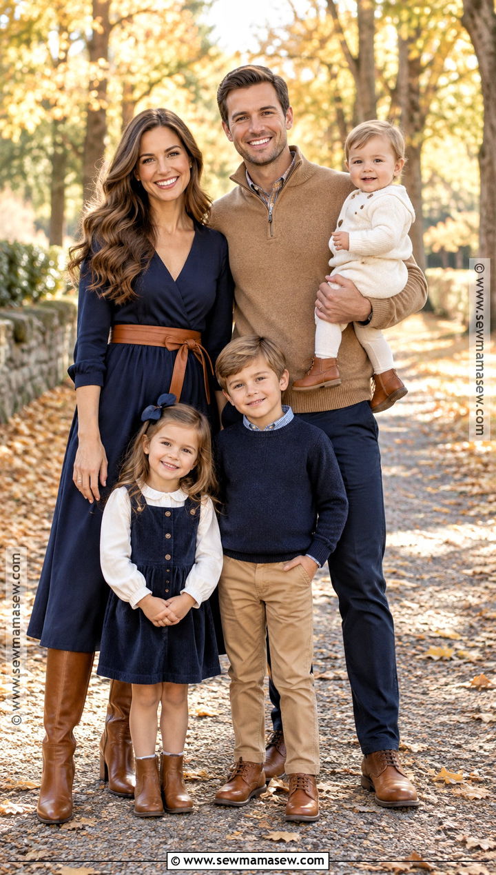 Navy And Camel Family Photoshoot Outfit - 25 autumn family photoshoot outfits