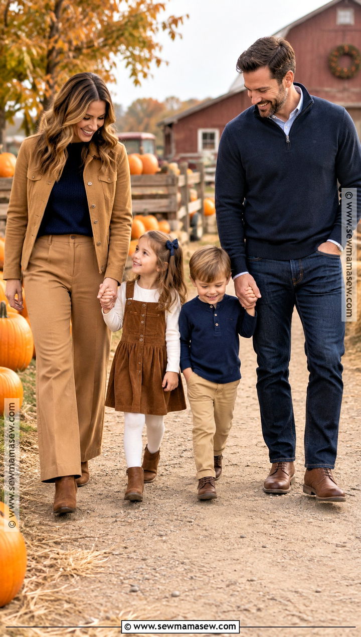 Navy And Camel Family Pumpkin Patch Outfit - 20 pumpkin patch outfit ideas for family