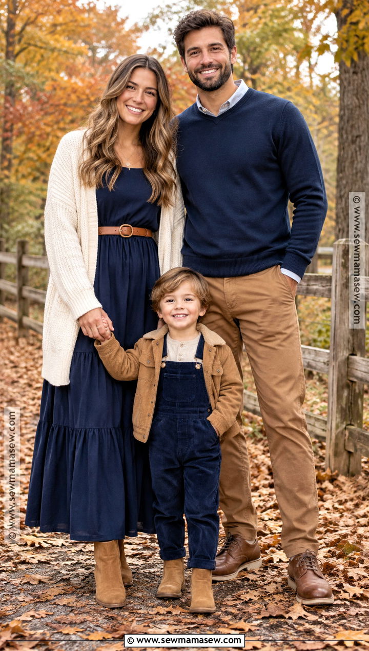 Navy And Caramel Family Picture Outfit - 15 fall family of 3 pictures outfits