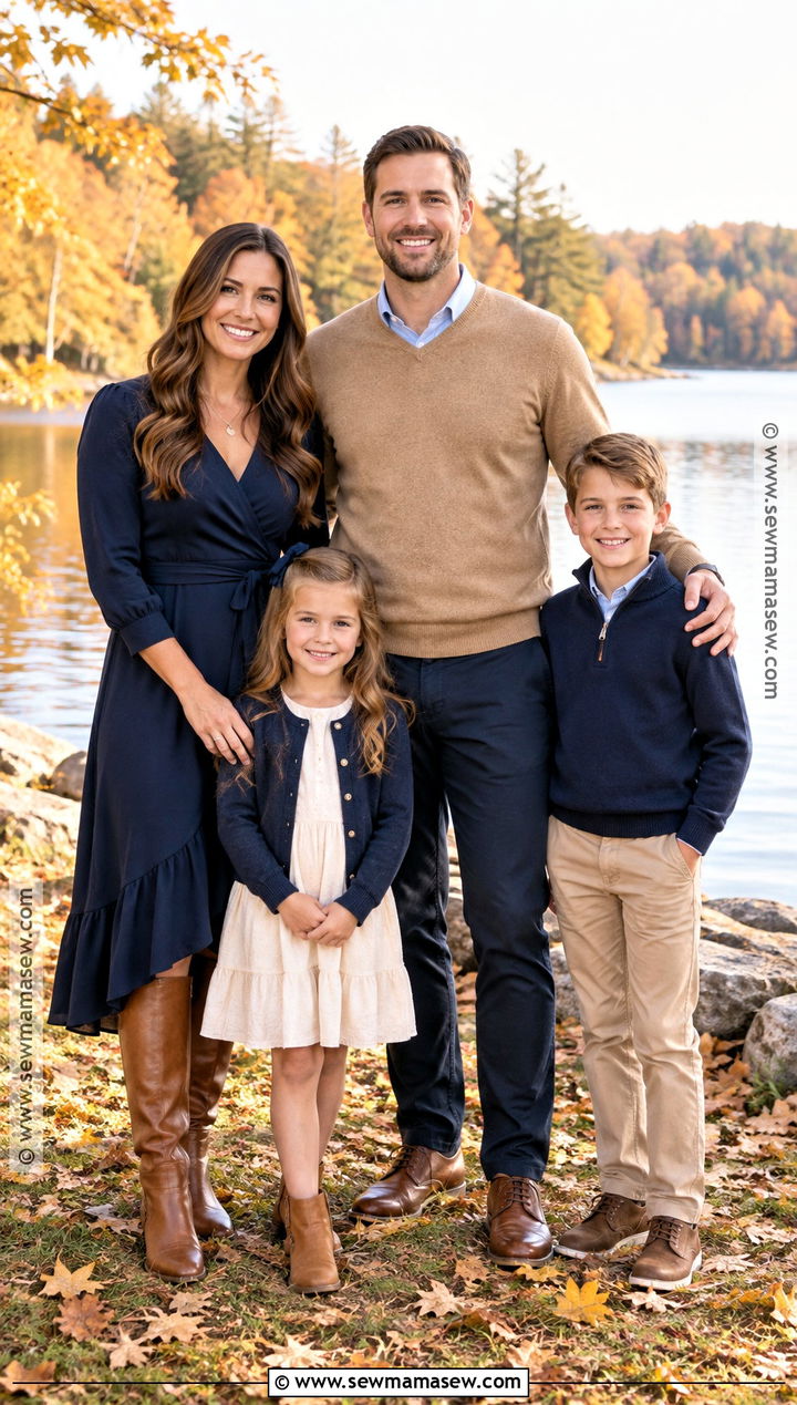 Navy And Cognac Fall Family Photoshoot Outfit - 20 fall family photoshoot outfits