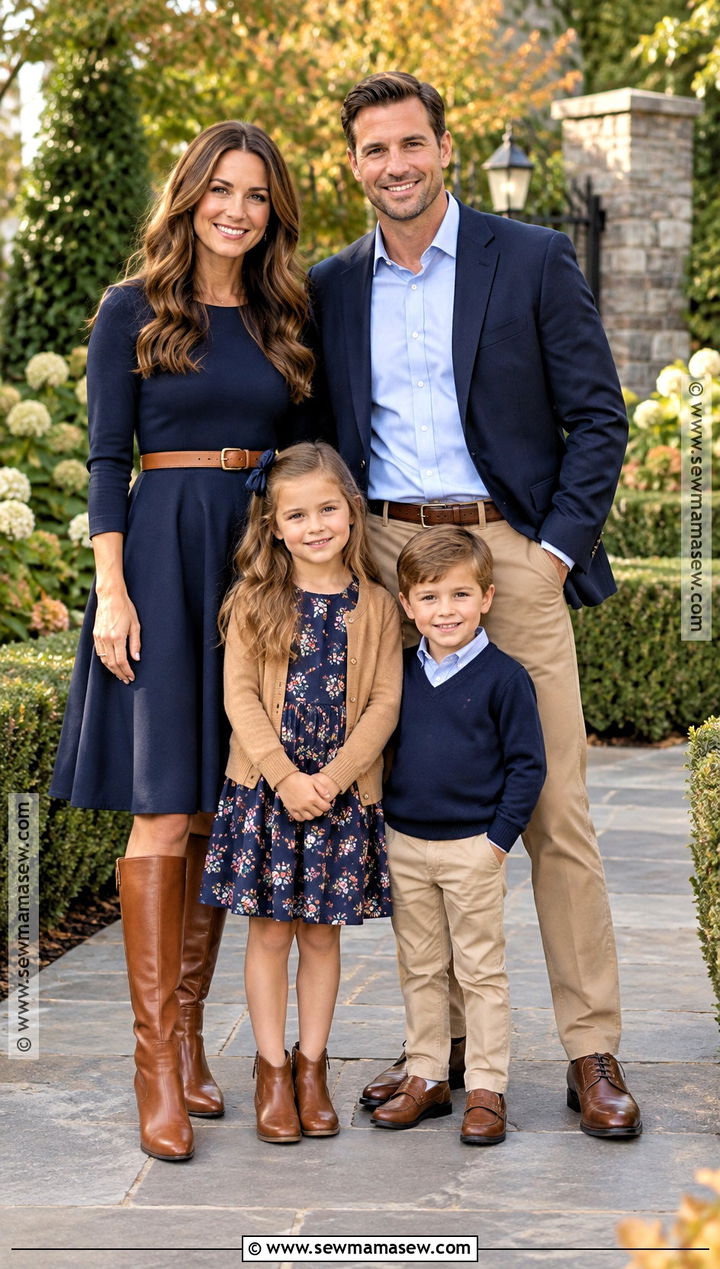 Navy And Cognac Family Fall Picture Outfit - 25 family fall pictures outfits