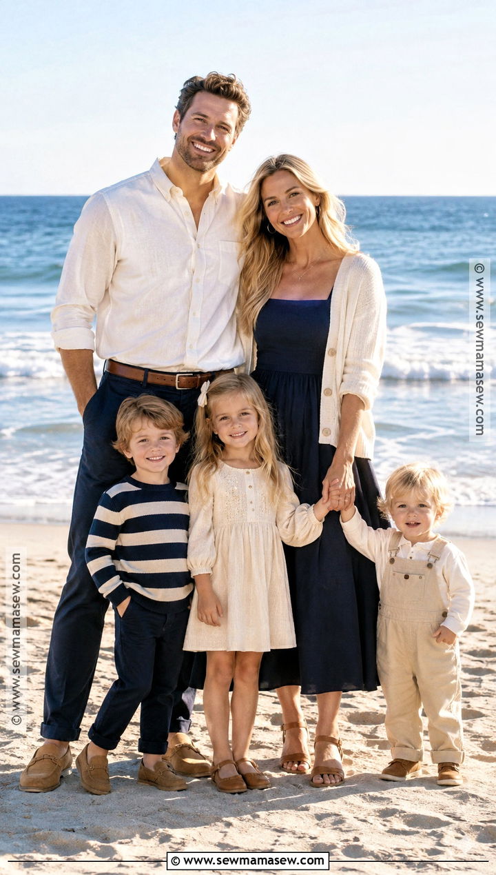 Navy And Cream Beach Family Outfit - 15 fall family pictures outfits beach