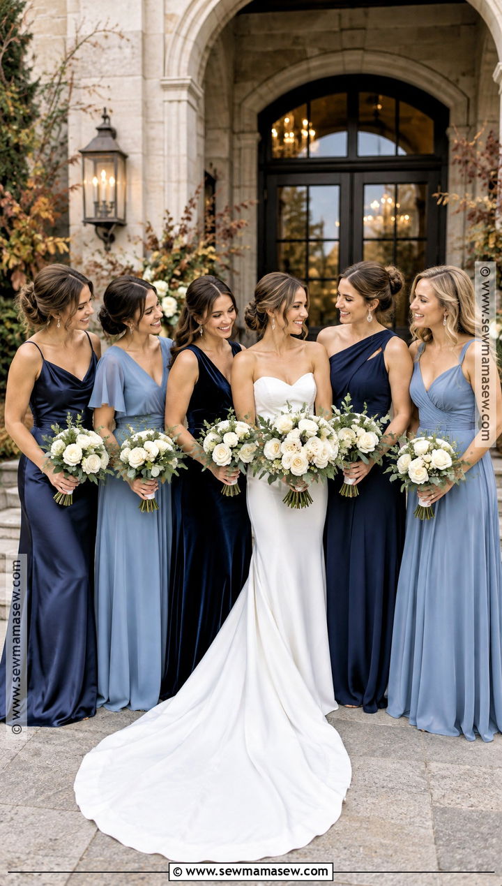 Navy And Dusty Blue Bridesmaid Dresses - 25 mixed bridesmaid dresses fall